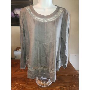 Old Navy Women's Gray Long Sleeve Blouse Top Knit Pullover Size L Large